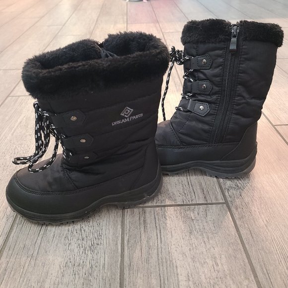 Dream Pairs Kids Snow Boots – Faux Fur Lined, Hook & Loop, Ankle Winter Boots